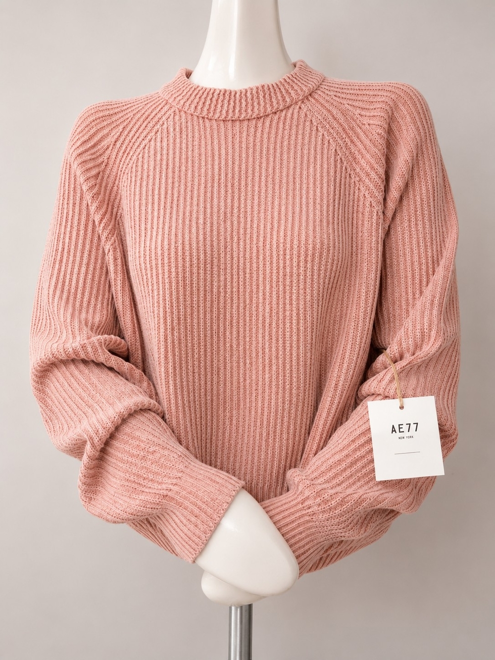 AE77 Shaker Stitch Raglan Sweater